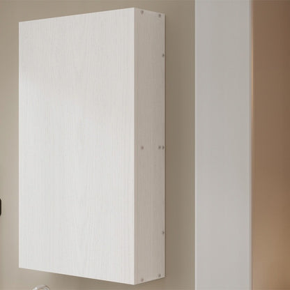 Fehér, fali fürdőszobaszekrény polcokkal, oszlop alakú, falra szerelhető, loft stílusú, modern, 80 cm