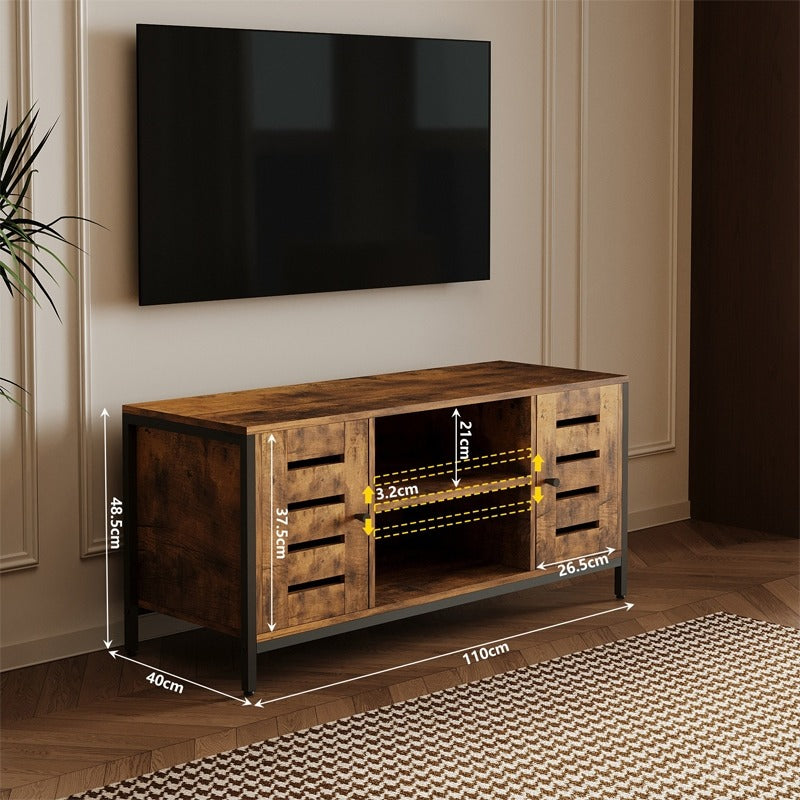 Vintage Loft TV Szekrény 2 Ajtóval, Rusztikus Barna, 110cm