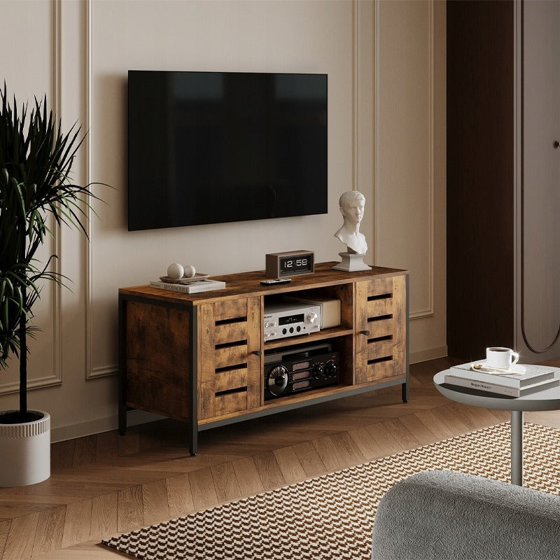 Vintage Loft TV Szekrény 2 Ajtóval, Rusztikus Barna, 110cm