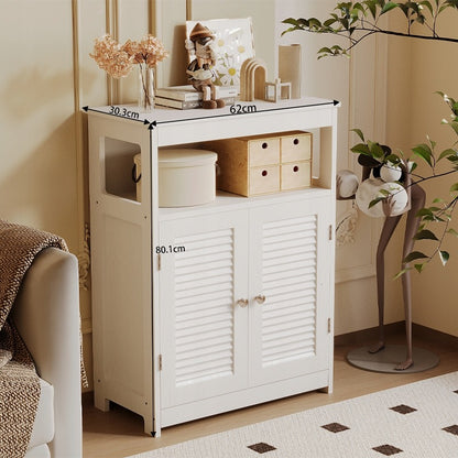Fürdőszobaszekrény polccal, skandináv loft stílusú, fehér