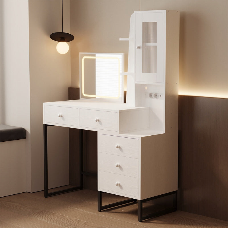 Modern, loft stílusú smink- és sminkasztal LED-es tükörrel