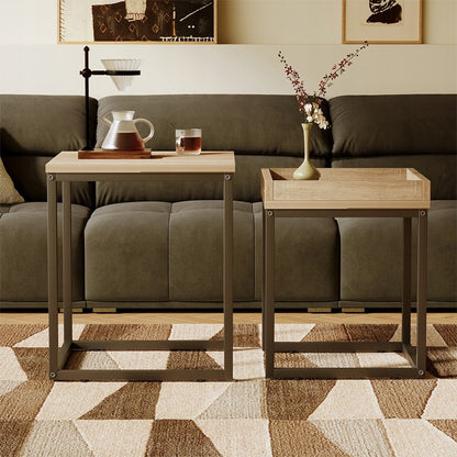 Dohányzóasztal, Dohányzóasztal és Asztalgarnitúra, 2 az 1-ben Loft, Ipari, Világosbarna