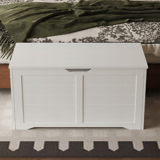 Nagy fa tárolódoboz, fehér, takarók és ágyneműk tárolására, loft stílusban