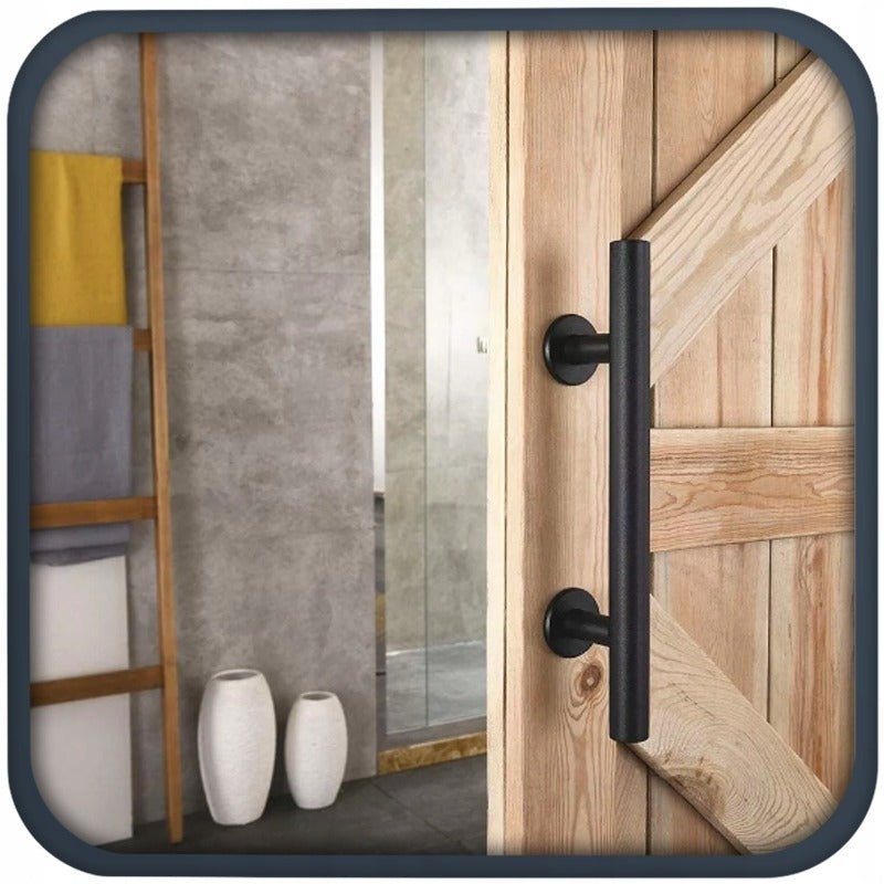 Csúszóajtó fogantyú, matt fekete, loft, masszív, retro, prémium