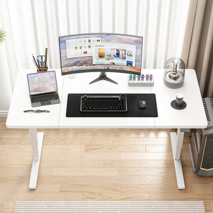 Elektromos számítógépes íróasztal fehér 160x80cm állítható modern 72-118cm