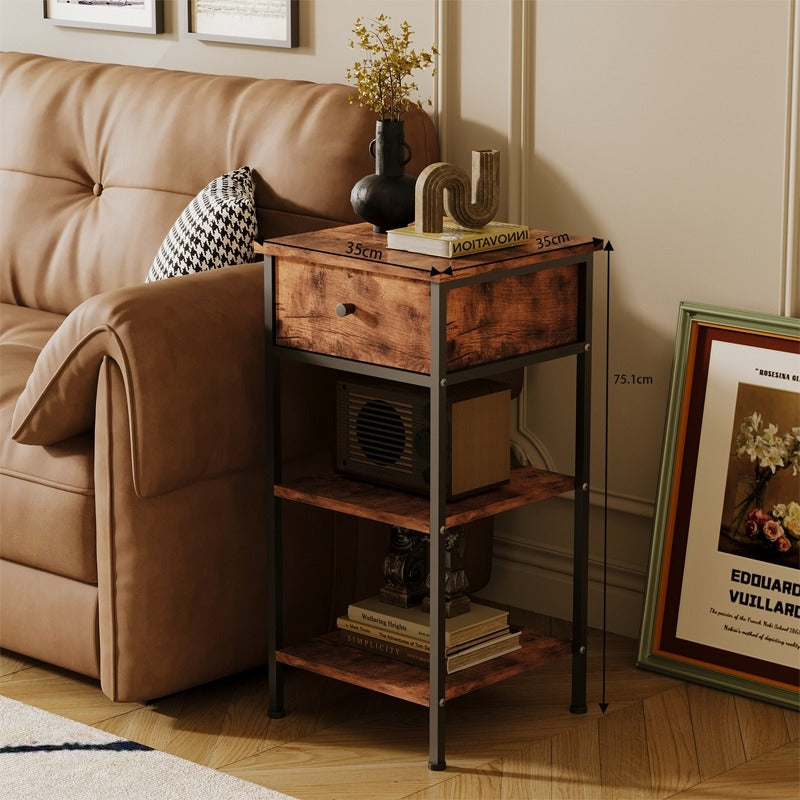 Éjjeliszekrény fiókos szekrény fiókos polccal retro barna ipari loft