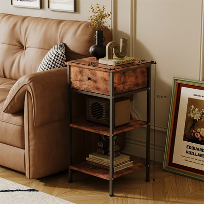 Éjjeliszekrény fiókos szekrény fiókos polccal retro barna ipari loft