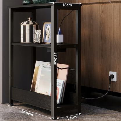 Fekete, loft stílusú éjjeliszekrény 45 cm-es elosztóval