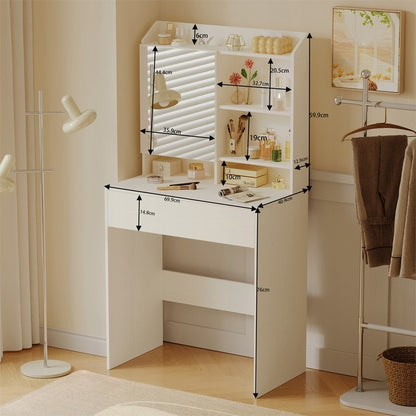 Modern öltözőasztal nyitható tükörrel, loft fiókkal, glamour